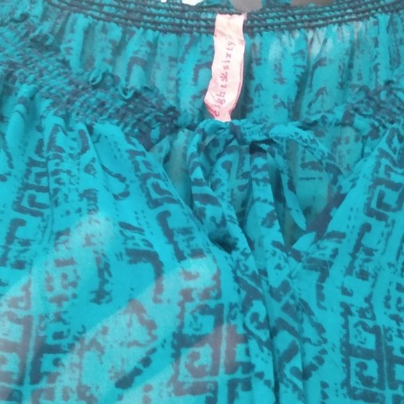 Eight Sixty Teal Sheer Blouse PL - Picture 7 of 8